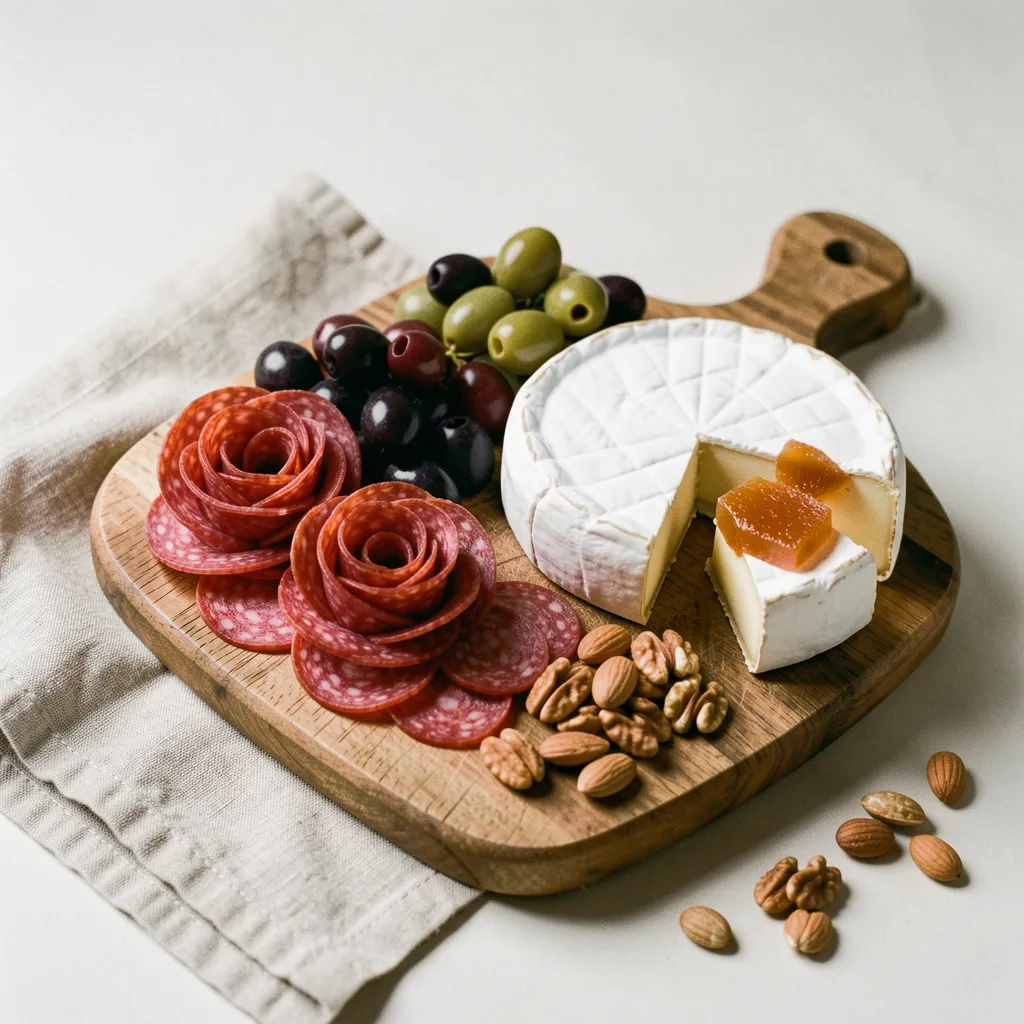 Film photography of arranged charcuterie board